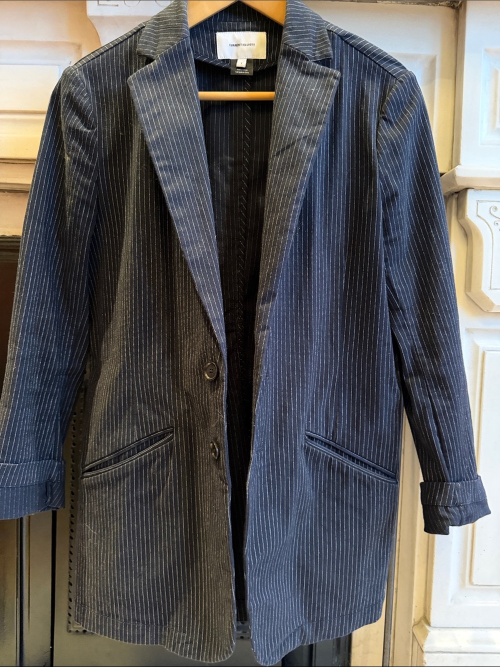 Current/Elliott Navy Pinstripe Blazer